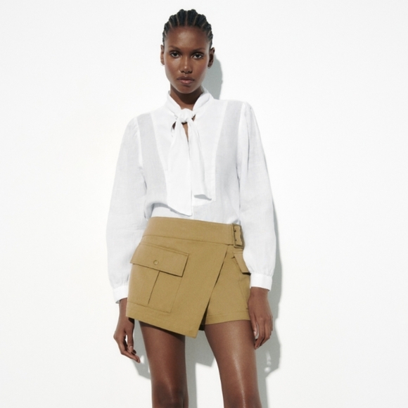 100% LINEN BOW SHIRT - Picture 1 of 8